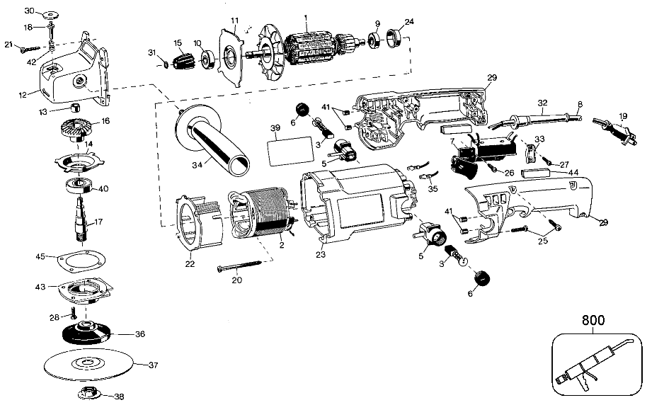 Default Diagram and Parts List for B6112 Type 100 Black and Decker Sander Polisher